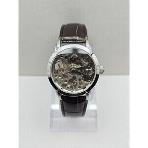 August Steiner AS8033SS Skeleton Automatic Self Winding Silver Tone Unisex Watch